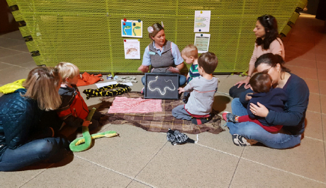 Educator with group