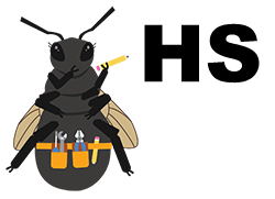 Clip art of bee with the letters HS next to it